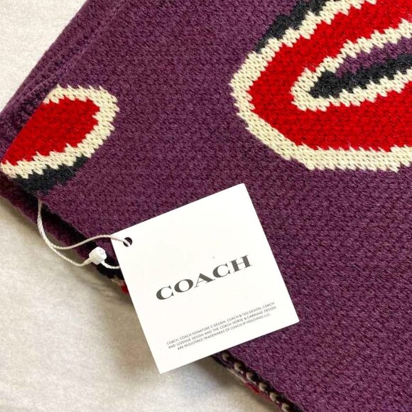 Coach CY038 Coach Script Print Knit Muffler in Oxblood - Picture 1 of 5